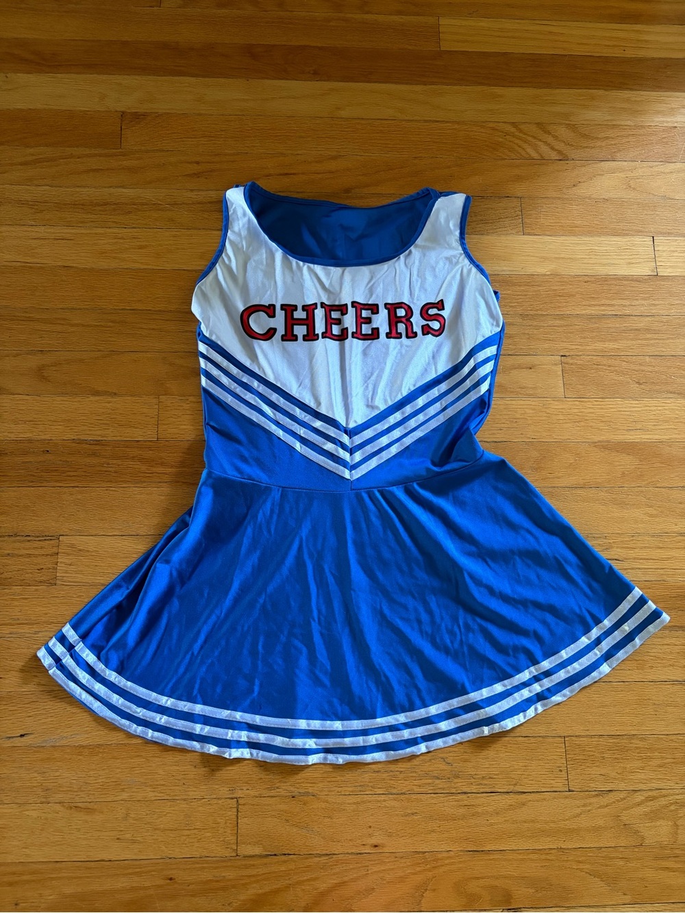 Blue & White 'CHEERS' Cheerleader Dress